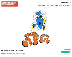 Dory, Nemo, Marlin - Disney's Finding Dory - Embroidery Design in 3 sizes & 8 formats