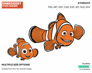 Nemo, Marlin - Disney's Finding Dory - Embroidery Design in 3 sizes & 8 formats
