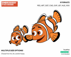 Nemo, Marlin - Disney's Finding Dory - Embroidery Design in 3 sizes & 8 formats