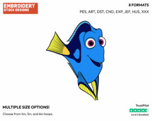 Dory - Disney's Finding Dory - Embroidery Design in 3 sizes & 8 formats