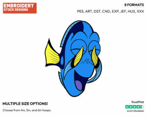 Dory Playing Hide And Seek - Disney's Finding Dory - Embroidery Design in 3 sizes & 8 formats