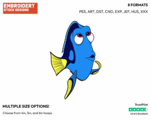 Dory - Disney's Finding Dory - Embroidery Design in 3 sizes & 8 formats