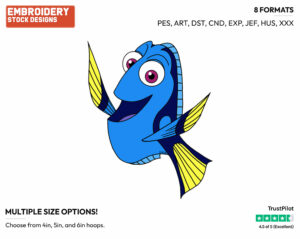 Dory - Disney's Finding Dory - Embroidery Design in 3 sizes & 8 formats