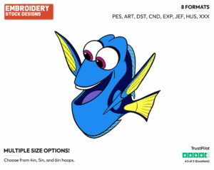 Dory - Disney's Finding Dory - Embroidery Design in 3 sizes & 8 formats