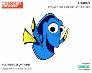 Dory - Disney's Finding Dory - Embroidery Design in 3 sizes & 8 formats