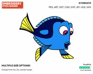 Dory - Disney's Finding Dory - Embroidery Design in 3 sizes & 8 formats
