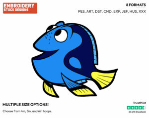Dory - Disney's Finding Dory - Embroidery Design in 3 sizes & 8 formats