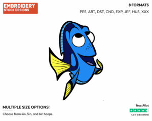 Dory - Disney's Finding Dory - Embroidery Design in 3 sizes & 8 formats