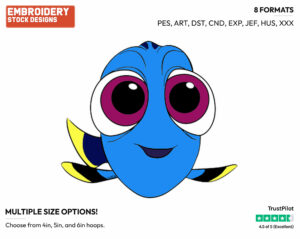 Baby Dory - Disney's Finding Dory - Embroidery Design in 3 sizes & 8 formats