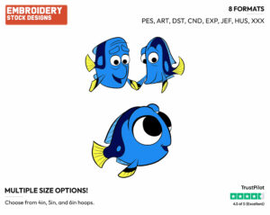 Baby Dory, Parents - Disney's Finding Dory - Embroidery Design in 3 sizes & 8 formats