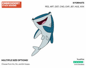 Destiny The Whale Shark - Disney's Finding Dory - Embroidery Design in 3 sizes & 8 formats