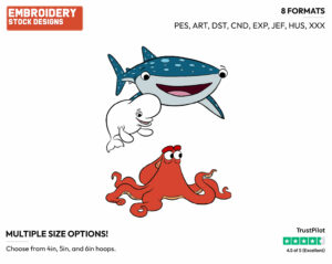 Hank, Bailey, Destiny - Disney's Finding Dory - Embroidery Design in 3 sizes & 8 formats