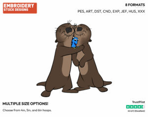 Dory, Otters Hugging - Disney's Finding Dory - Embroidery Design in 3 sizes & 8 formats