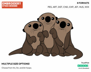 The Otters - Disney's Finding Dory - Embroidery Design in 3 sizes & 8 formats
