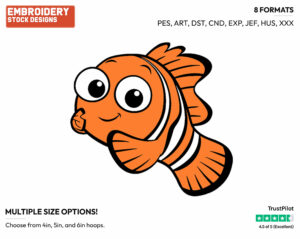 Nemo - Disney's Finding Nemo - Embroidery Design in 3 sizes & 8 formats