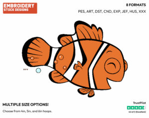 Nemo - Disney's Finding Nemo - Embroidery Design in 3 sizes & 8 formats