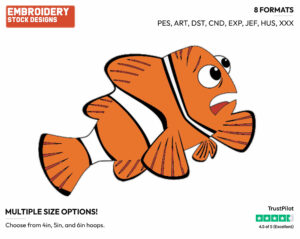 Marlin - Disney's Finding Nemo - Embroidery Design in 3 sizes & 8 formats