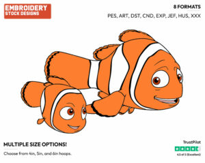 Marlin, Nemo - Disney's Finding Nemo - Embroidery Design in 3 sizes & 8 formats