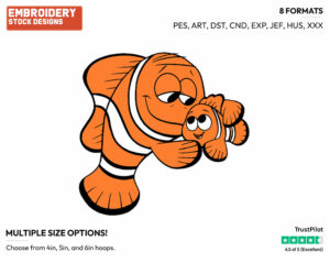 Marlin, Nemo - Disney's Finding Nemo - Embroidery Design in 3 sizes & 8 formats