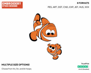 Marlin, Nemo - Disney's Finding Nemo - Embroidery Design in 3 sizes & 8 formats
