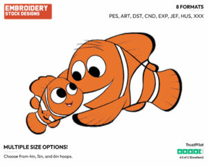 Marlin, Nemo - Disney's Finding Nemo - Embroidery Design in 3 sizes & 8 formats
