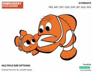 Marlin, Nemo - Disney's Finding Nemo - Embroidery Design in 3 sizes & 8 formats