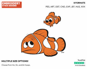 Marlin, Nemo - Disney's Finding Nemo - Embroidery Design in 3 sizes & 8 formats