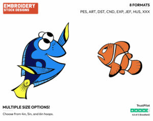 Marlin, Dory - Disney's Finding Nemo - Embroidery Design in 3 sizes & 8 formats