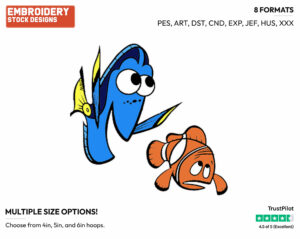 Marlin, Dory - Disney's Finding Nemo - Embroidery Design in 3 sizes & 8 formats