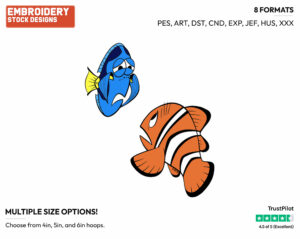 Marlin, Dory - Disney's Finding Nemo - Embroidery Design in 3 sizes & 8 formats
