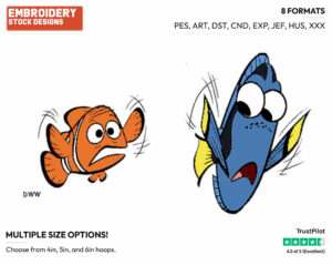 Dory, Marlin - Disney's Finding Nemo - Embroidery Design in 3 sizes & 8 formats