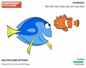 Dory, Marlin - Disney's Finding Nemo - Embroidery Design in 3 sizes & 8 formats