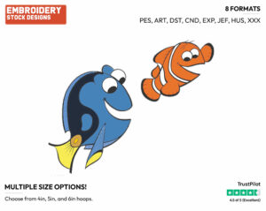Dory, Marlin - Disney's Finding Nemo - Embroidery Design in 3 sizes & 8 formats