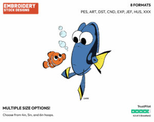 Dory, Marlin - Disney's Finding Nemo - Embroidery Design in 3 sizes & 8 formats