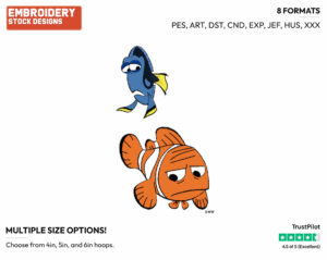 Dory, Marlin - Disney's Finding Nemo - Embroidery Design in 3 sizes & 8 formats