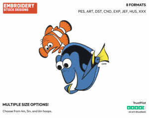 Dory, Marlin - Disney's Finding Nemo - Embroidery Design in 3 sizes & 8 formats