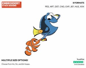 Dory, Marlin - Disney's Finding Nemo - Embroidery Design in 3 sizes & 8 formats
