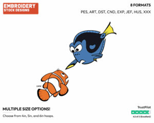 Dory, Marlin - Disney's Finding Nemo - Embroidery Design in 3 sizes & 8 formats