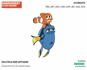 Dory, Marlin - Disney's Finding Nemo - Embroidery Design in 3 sizes & 8 formats