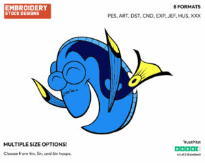 Dory - Disney's Finding Nemo - Embroidery Design in 3 sizes & 8 formats