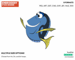 Dory - Disney's Finding Nemo - Embroidery Design in 3 sizes & 8 formats
