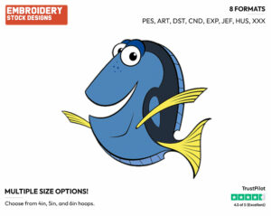 Dory - Disney's Finding Nemo - Embroidery Design in 3 sizes & 8 formats