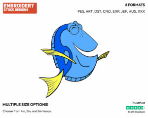 Dory - Disney's Finding Nemo - Embroidery Design in 3 sizes & 8 formats