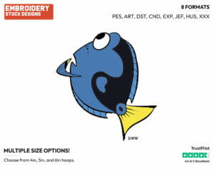 Dory - Disney's Finding Nemo - Embroidery Design in 3 sizes & 8 formats