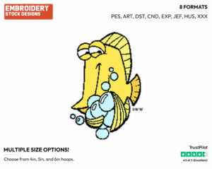 Bubbles - Disney's Finding Nemo - Embroidery Design in 3 sizes & 8 formats