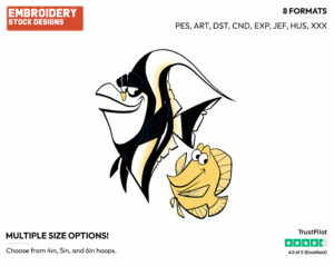 Gill, Bubbles - Disney's Finding Nemo - Embroidery Design in 3 sizes & 8 formats