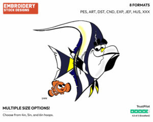 Gill, Nemo - Disney's Finding Nemo - Embroidery Design in 3 sizes & 8 formats