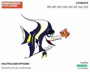 Gill, Nemo - Disney's Finding Nemo - Embroidery Design in 3 sizes & 8 formats