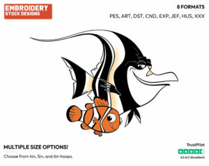 Gill, Nemo - Disney's Finding Nemo - Embroidery Design in 3 sizes & 8 formats