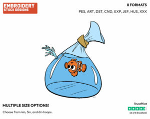 Nemo In A Bag - Disney's Finding Nemo - Embroidery Design in 3 sizes & 8 formats